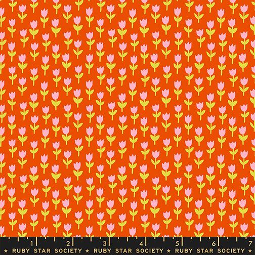 1 800 Calico Tulips 30's and Retro Floral Blender in Warm Red