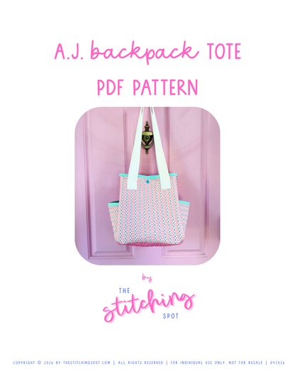 A.J. Backpack Tote Pattern PDF